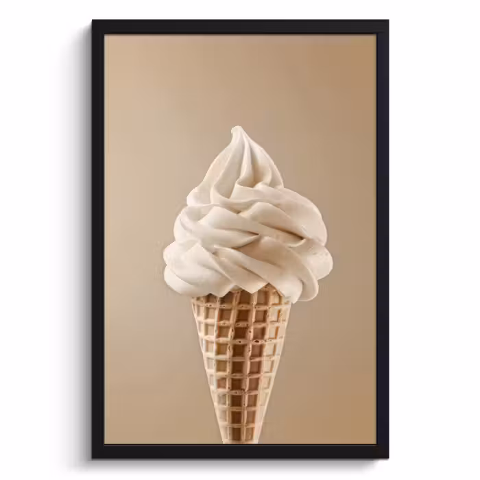 Poster met lijst - IJs - Softijs - Romig - Hoorntje - Beige