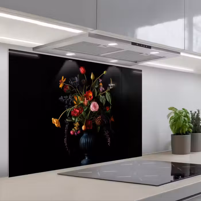 Spatscherm keuken - Bloemen - Bessen - Klassiek