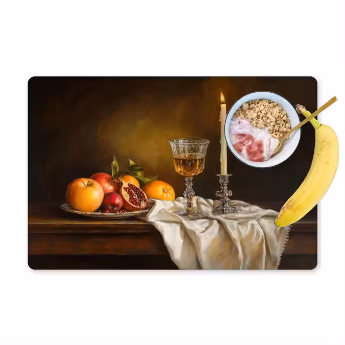 Placemat vinyl - Fruit -  Stilleven - Wijn - Kaars