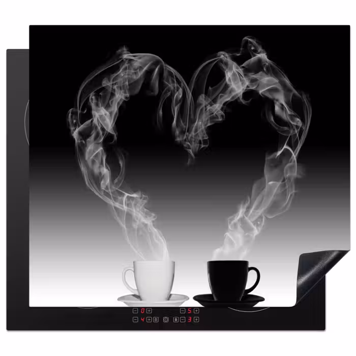 Inductie beschermer - Koffie - Hartje - Zwart-wit - Kopjes