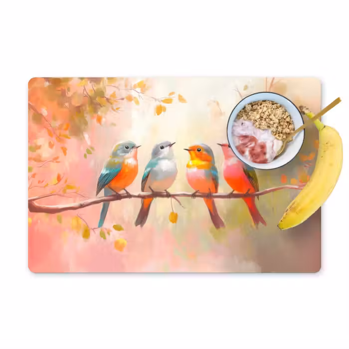 Placemat vinyl - Vogels - Kleurrijk - Tak