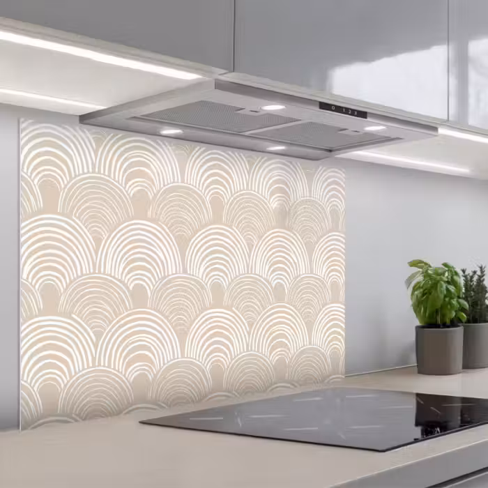 Spatscherm keuken - Golven - Structuur - Beige