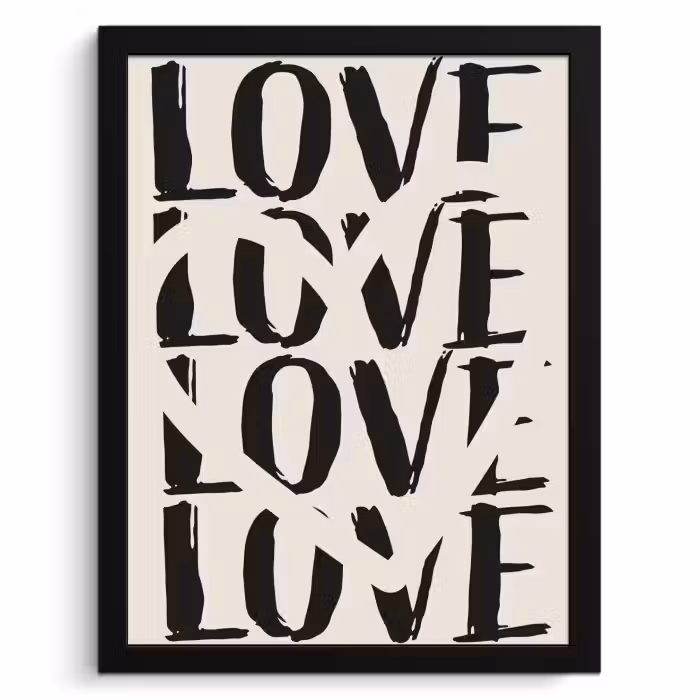Poster met lijst - Love - Hart - Beige