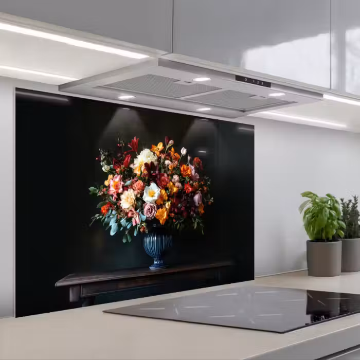 Spatscherm keuken - Groot - Bloemen - Vaas - Boeket