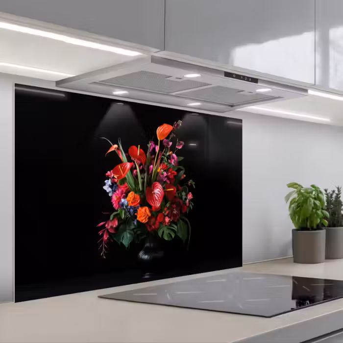Spatscherm keuken - Bloemen - Boeket - Sierlijk