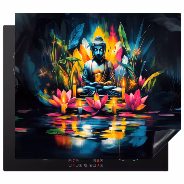 Inductie beschermer - Kaarsen - Bloemen - Buddha - Water